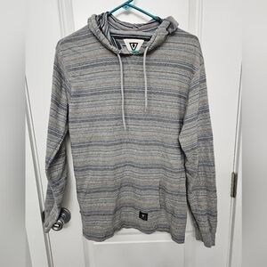 VISSLA Heathered Gray Striped Hoodie Large